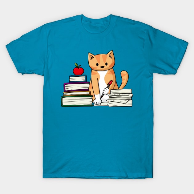 Teacher Cat T-Shirt by Doodlecats 